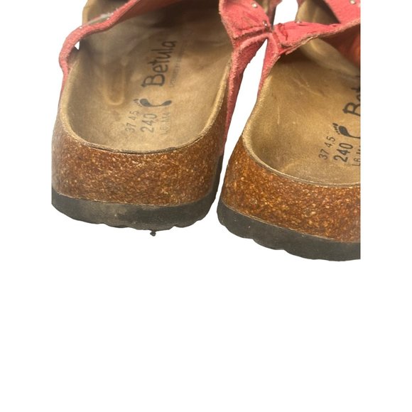 Birkenstock Pink Suede Floral Betula Sandals Size 6 Ladies Cork Has Cracks - Picture 10 of 12